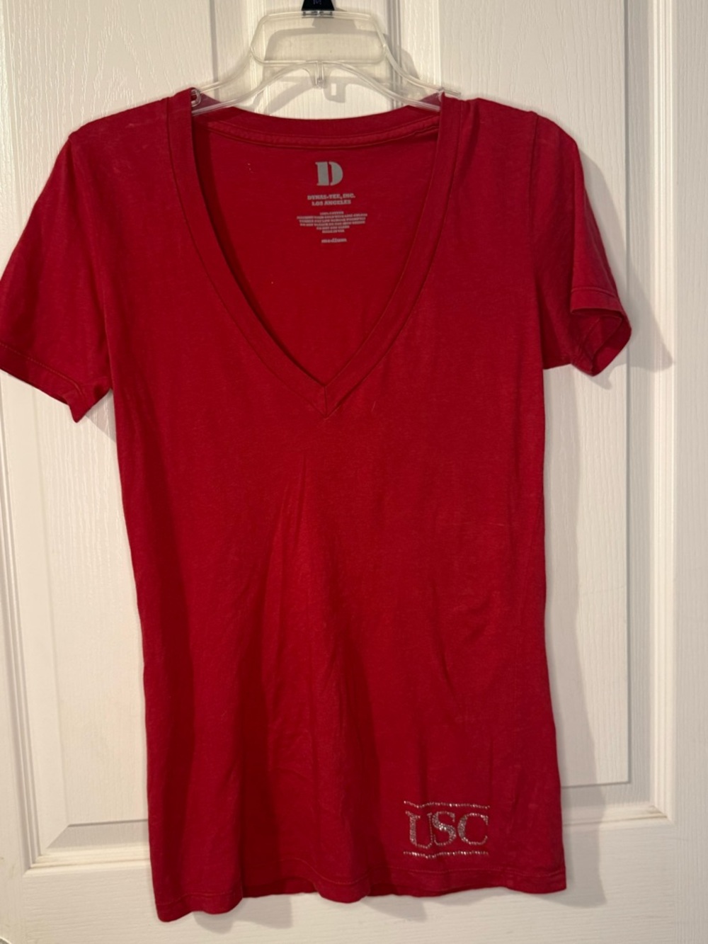USC Women's Red V-Neck Short Sleeve Tee